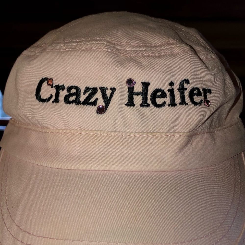 Crazy Heifer pink baseball hat bling accented